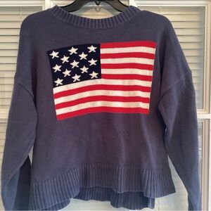 Old Navy Navy Sweater with Red & White Flag Panel
